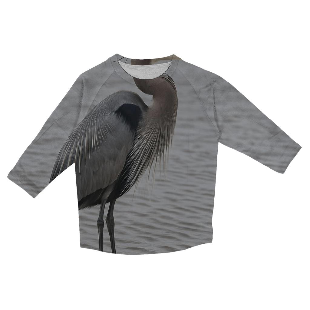 Mudflat Sentinel Great Blue Heron fashion 3/4 sleeve shirts