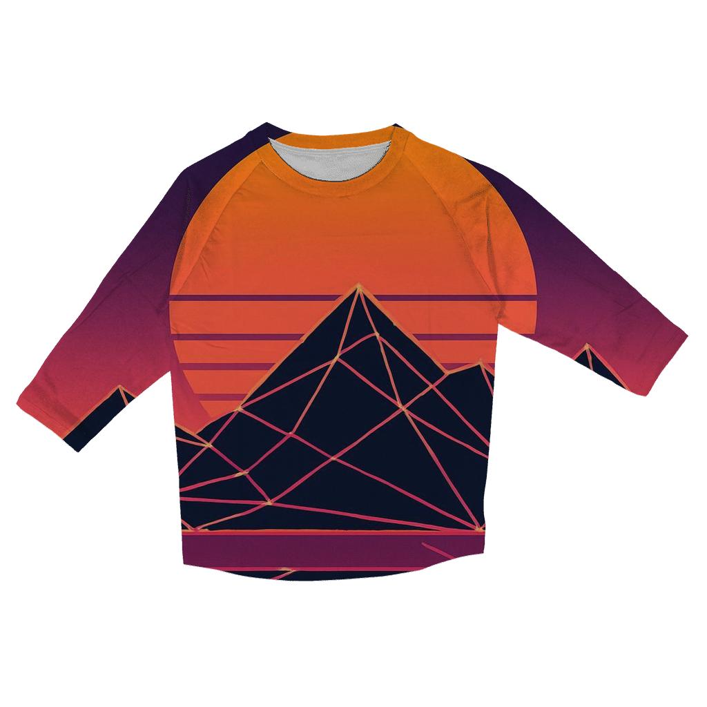 Sunrise Over Wireframe Mountains casual three quarter sleeve shirts