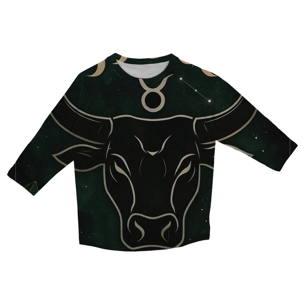 Taurus Bull Moonlit Crystal Emblem custom 3/4 sleeve shirts