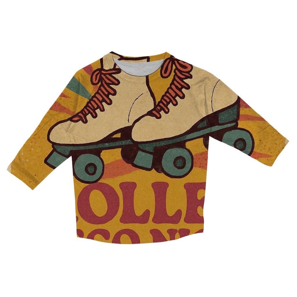 Distressed 1970s Roller Disco Night Flyer custom 3/4 sleeve shirts