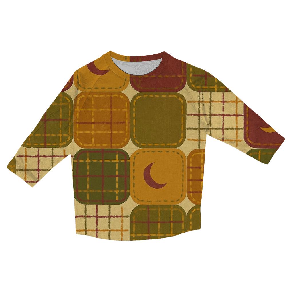 Harvest Moon Patchwork Plaid trendy 3/4 sleeve tops