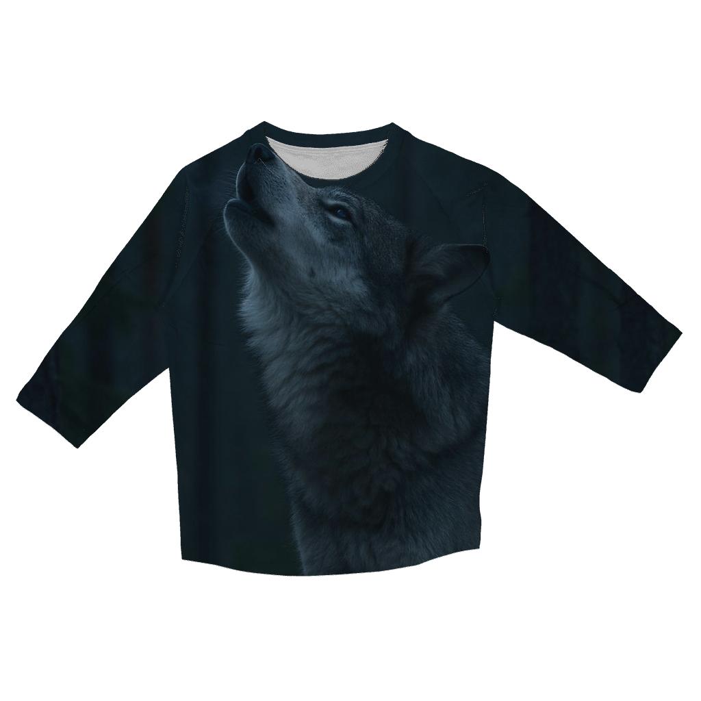 Blue Hour Chorus Gray Wolf printed three quarter sleeve shirts