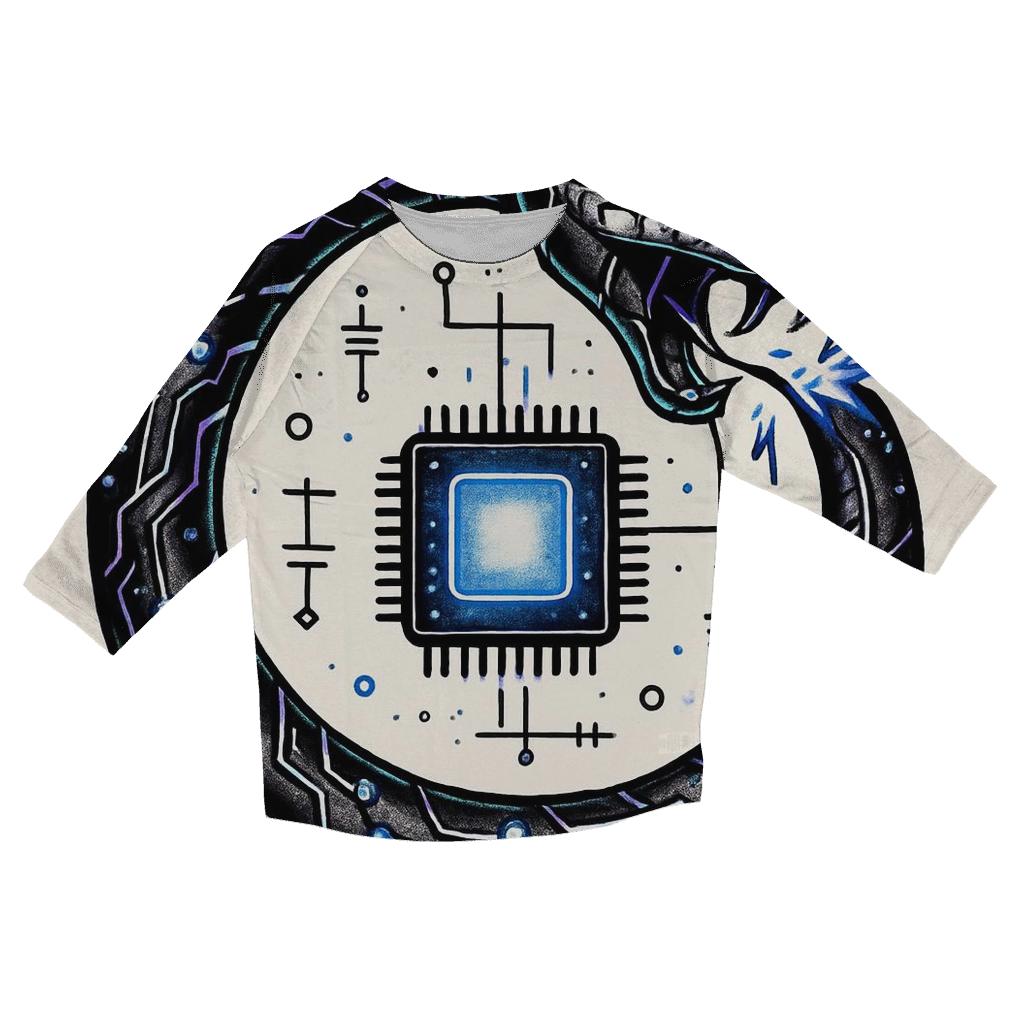Neon Circuit Ouroboros printed three quarter sleeve shirts