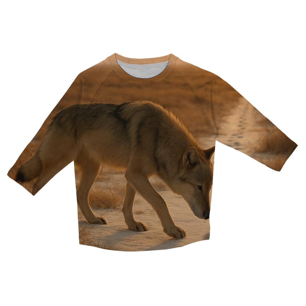 Steppe Wolf Following Saiga Tracks At Dawn fashion 3/4 sleeve shirts