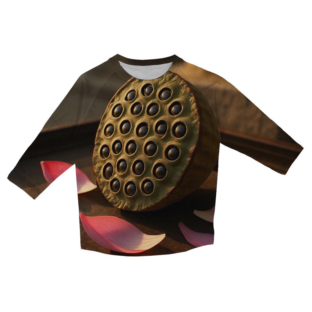 Lotus Seed Pod On Carved Temple Tray personalized 3/4 sleeve tees