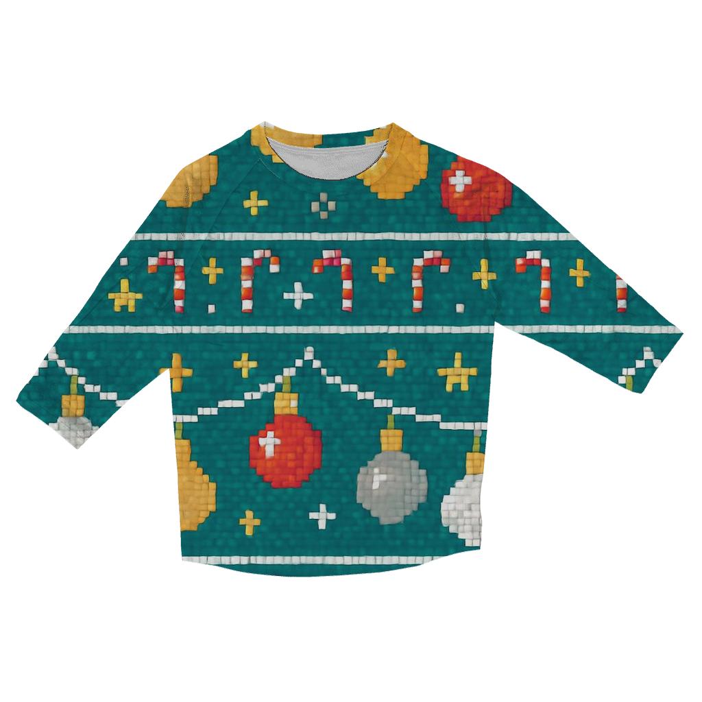 Ornament Garland Checker Rows Design stylish quarter sleeve tops