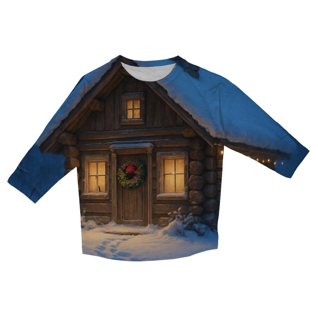 Wreath Adorned Cabin Path At Dusk fashion 3/4 sleeve shirts
