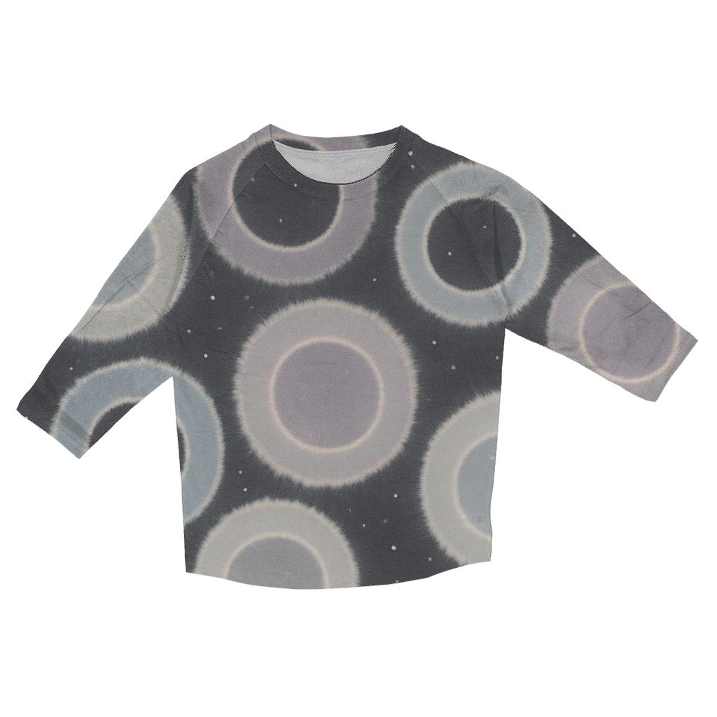 Reverse Dye Moon Crater Rings printed three quarter sleeve shirts