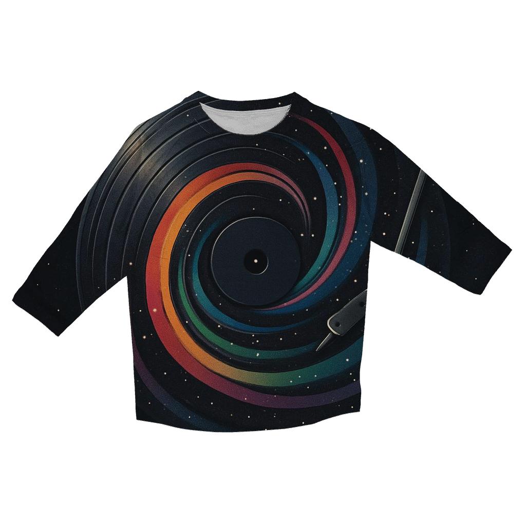 Retro Futurist Vinyl Cosmos casual three quarter sleeve shirts