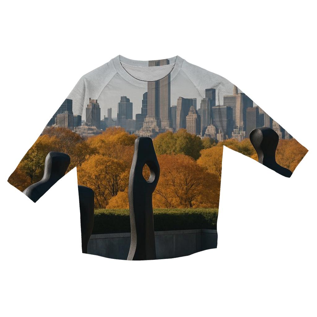 Autumn Morning From The Met Roof Garden Toward Midtown casual three quarter sleeve shirts