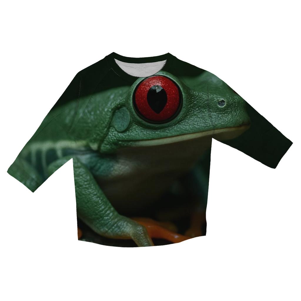 Lichen Bark Stillness Red Eyed Tree Frog fashion 3/4 sleeve shirts