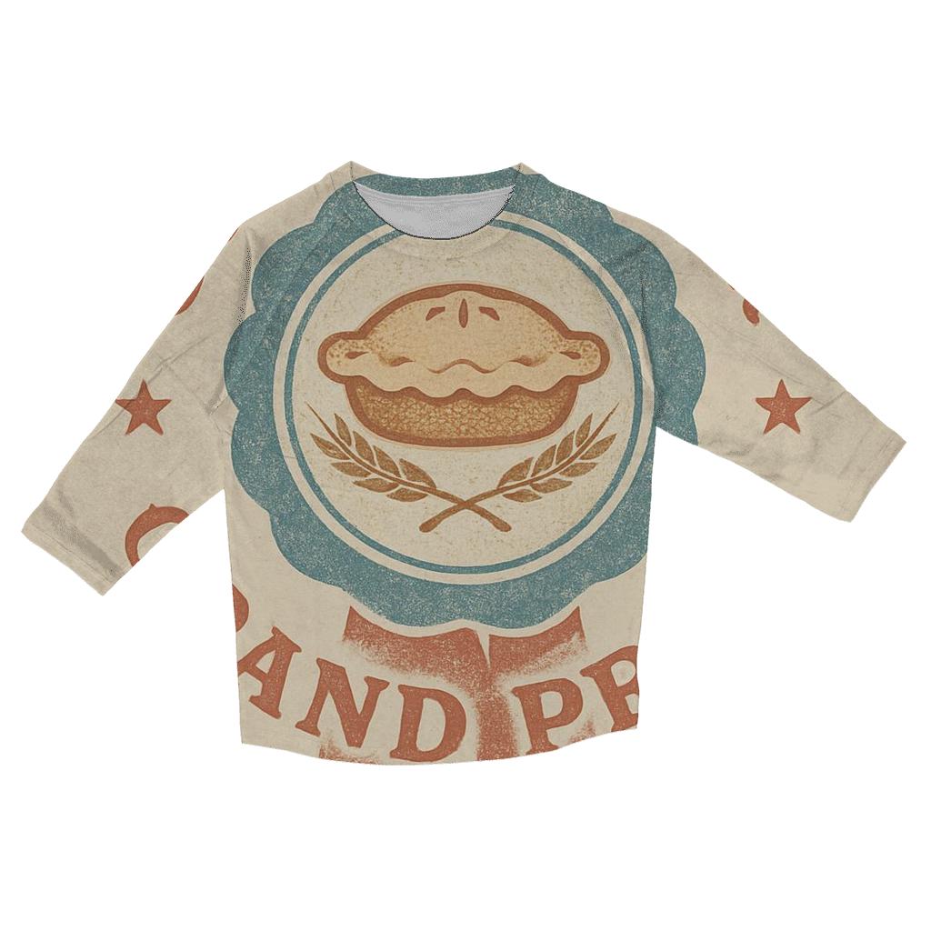 Retro Country Fair Prize Ribbon Emblem trendy 3/4 sleeve tops