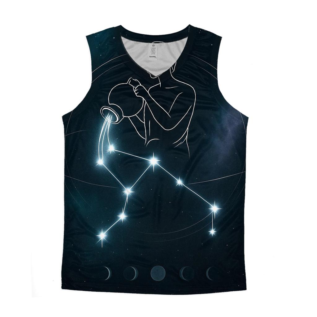 Aquarius Water Bearer Star Stream graphic print tank tops