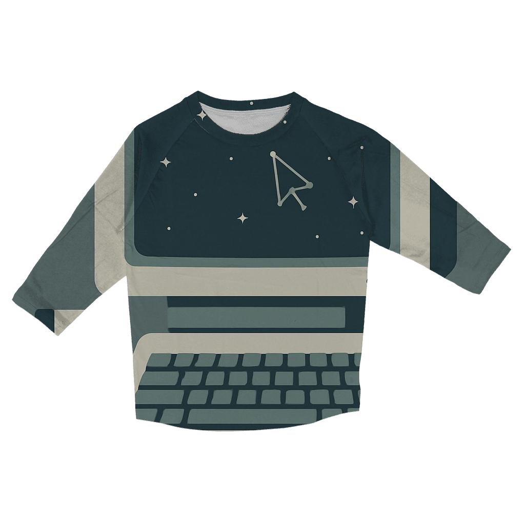 Retro Computer Starfield Desktop casual three quarter sleeve shirts