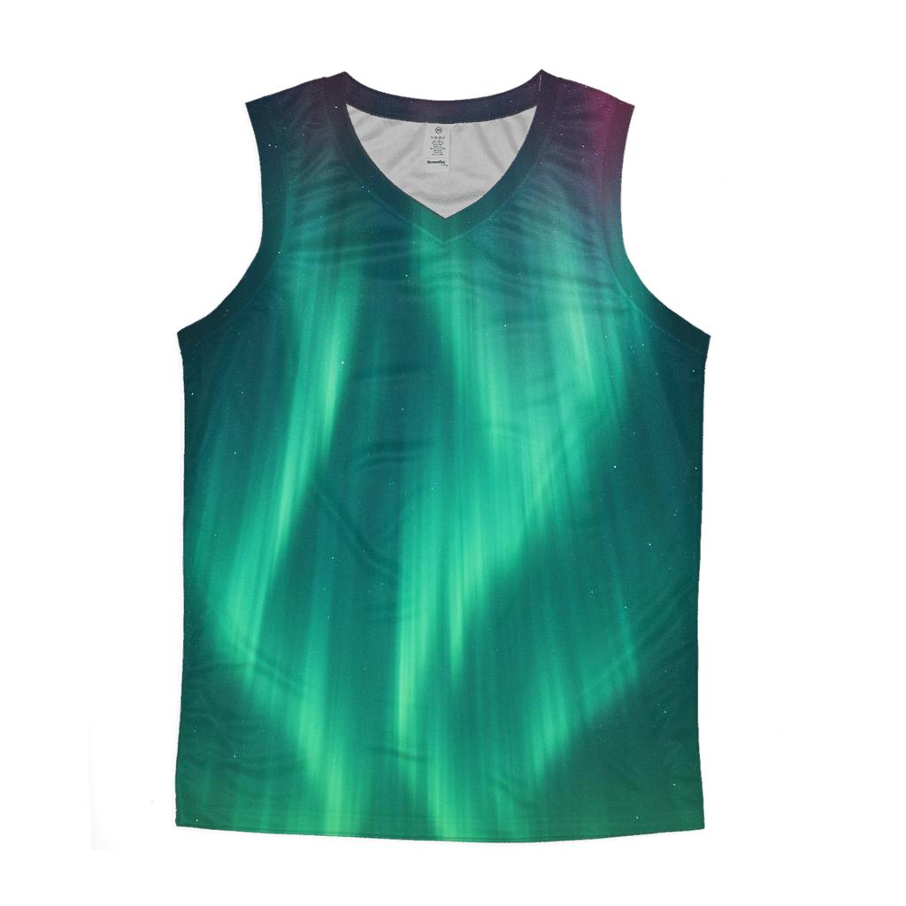 Aurora Curtain Over Polar Night sports performance tank tops