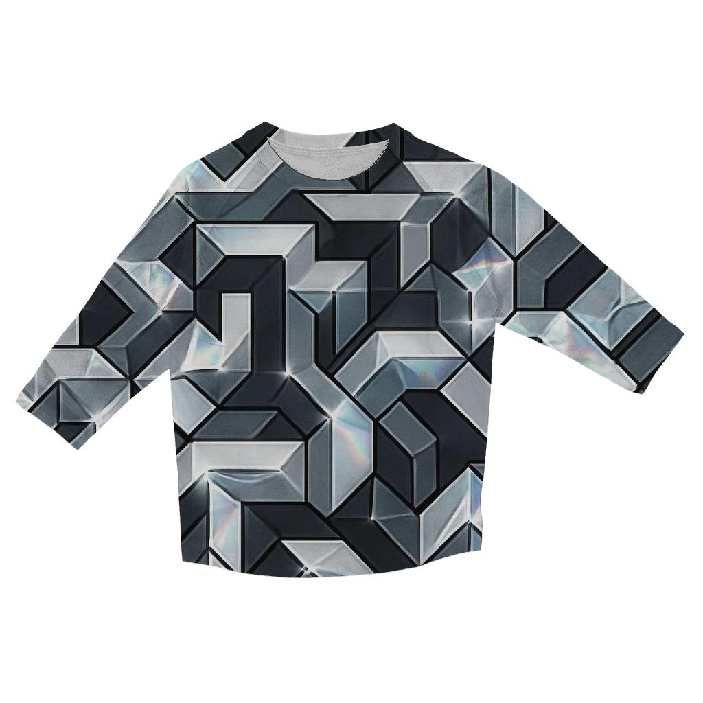 Holographic Facet Labyrinth designer 3/4 sleeve blouses