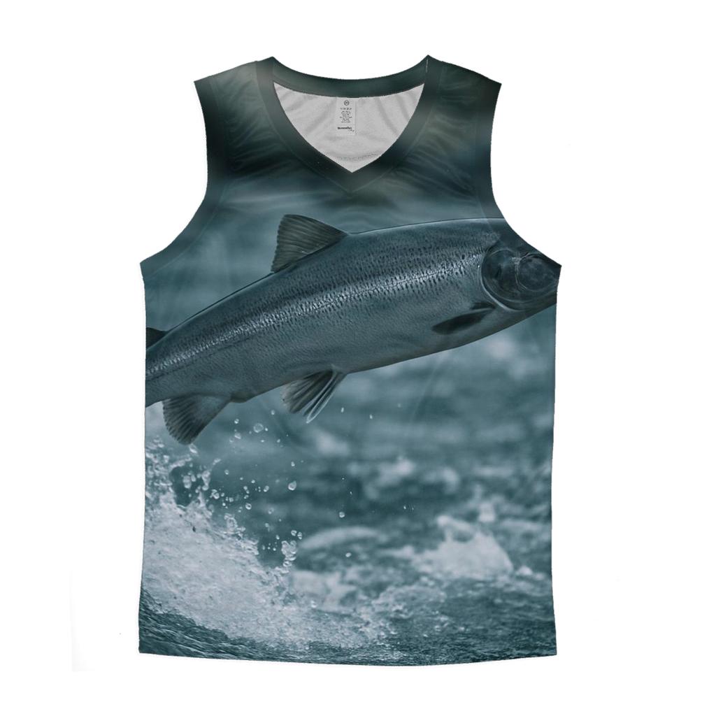 Riverglass Leap Atlantic Salmon personalized athletic tanks