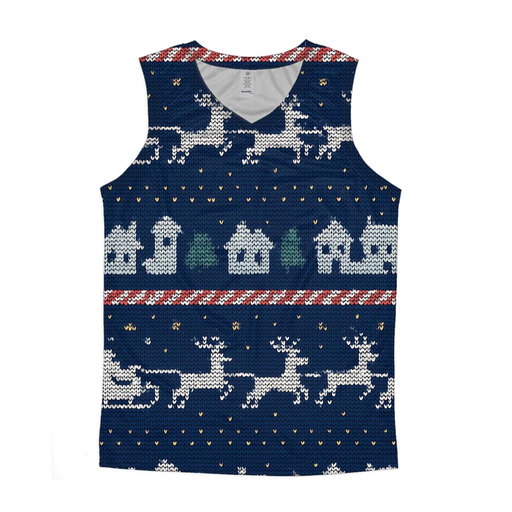 Santa Sleigh Skyline Stripe Design designer workout tanks