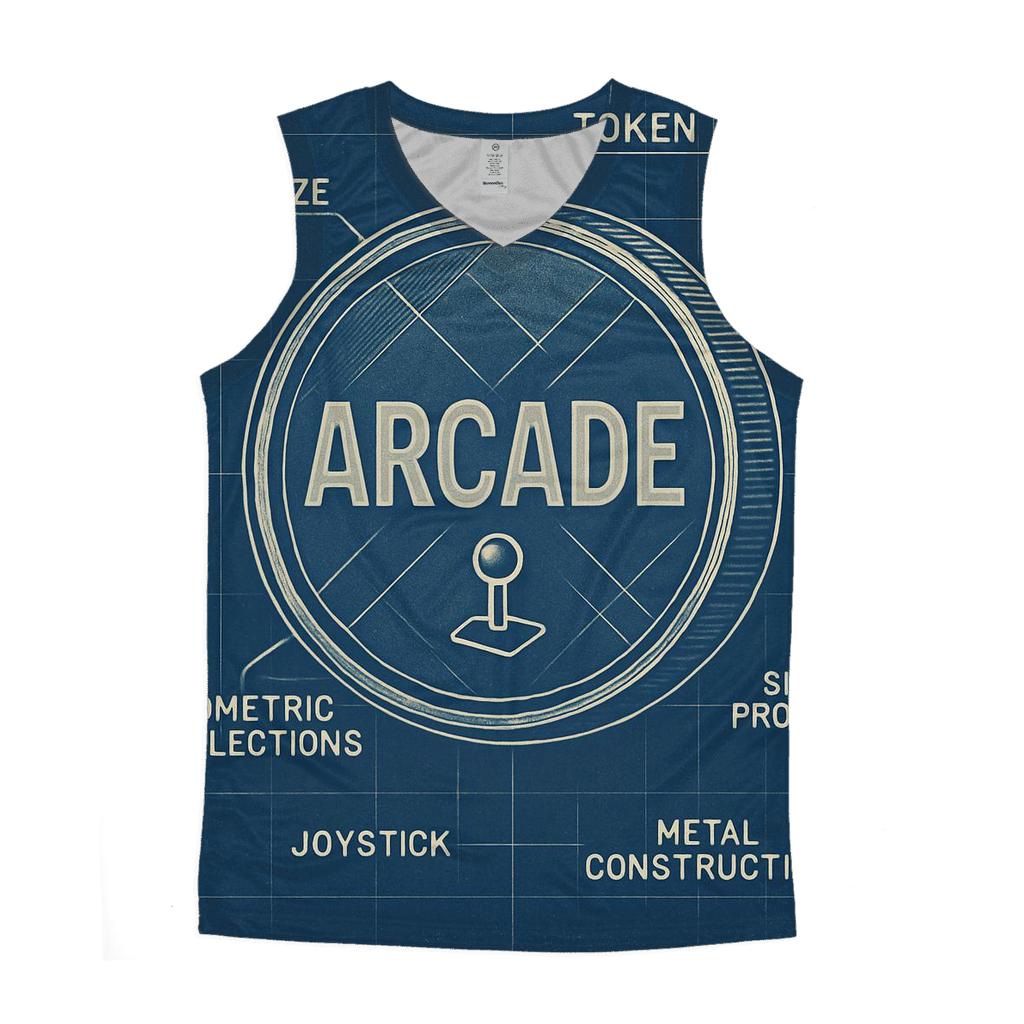 Retro 1980s Arcade Token Blueprint Print stylish racerback tanks