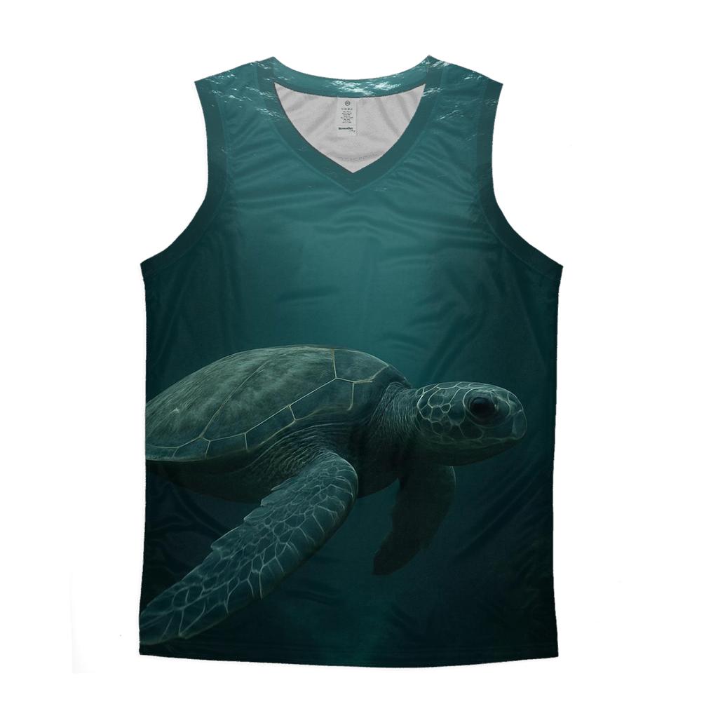 Kelp Corridor Green Sea Turtle graphic print tank tops