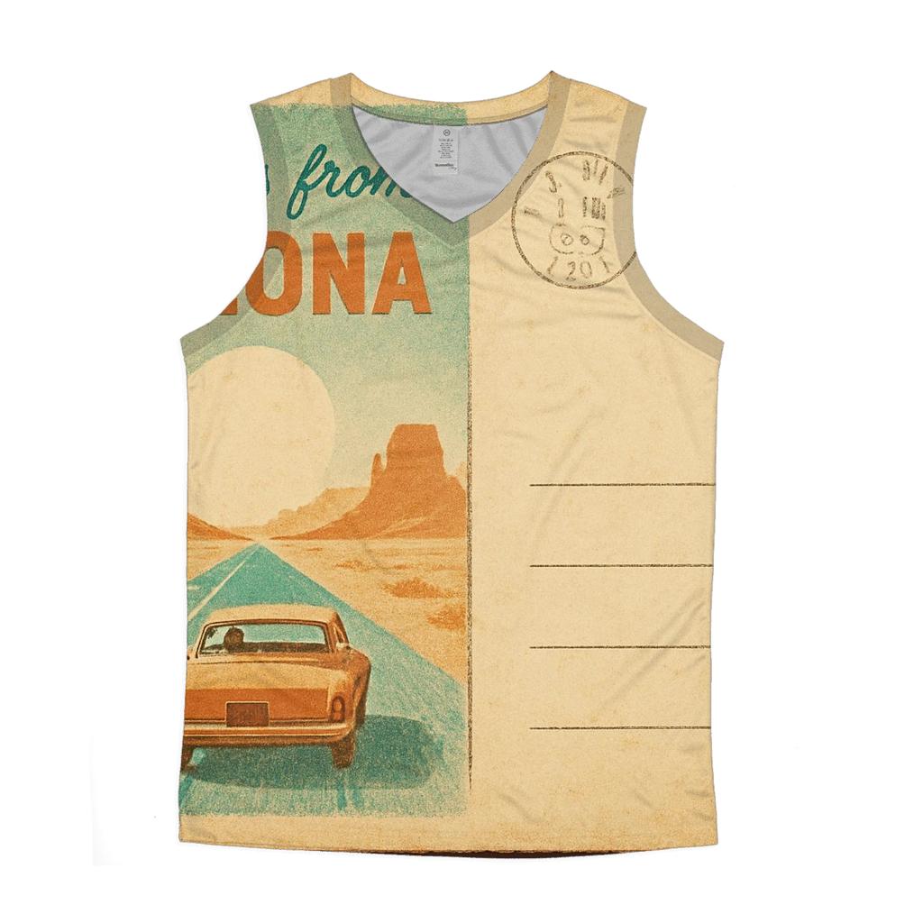 Sepia Air Mail Postcard From The Desert Highway trendy fitted tank tops