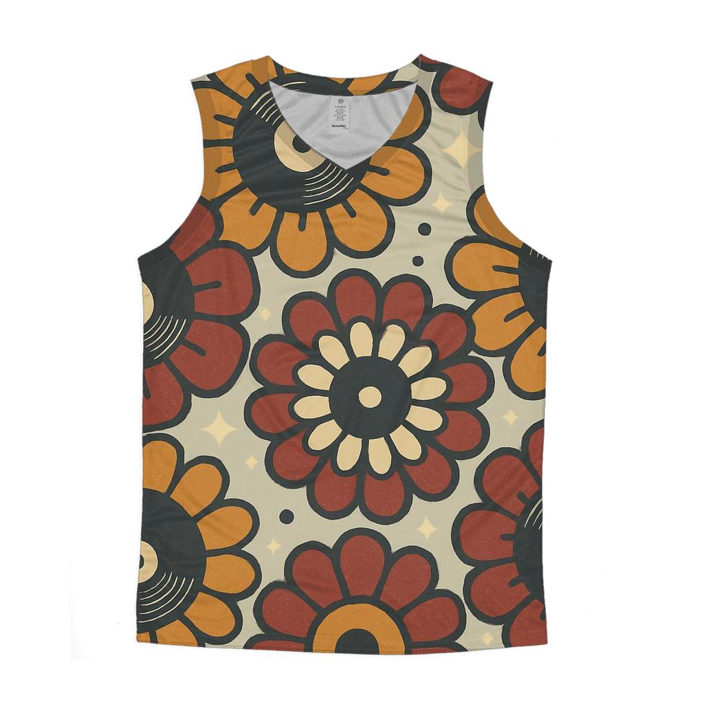 Vinyl Record Blossom Wheels cotton sleeveless tops