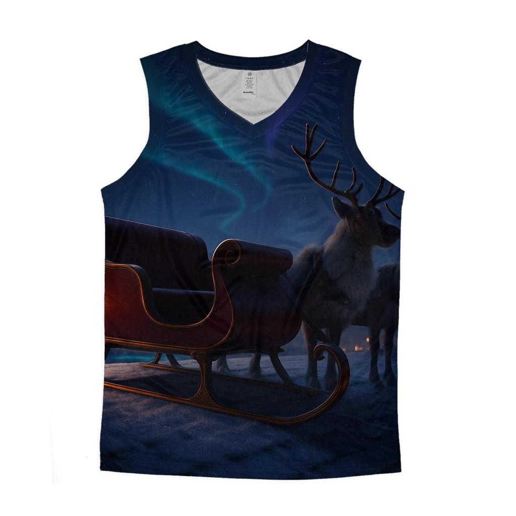 Midnight Sleigh On Frosted Rooftops stylish racerback tanks