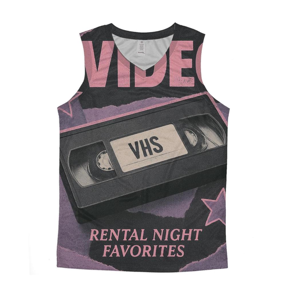 Classic 1990s VHS Rental Night Collage cotton sleeveless tops
