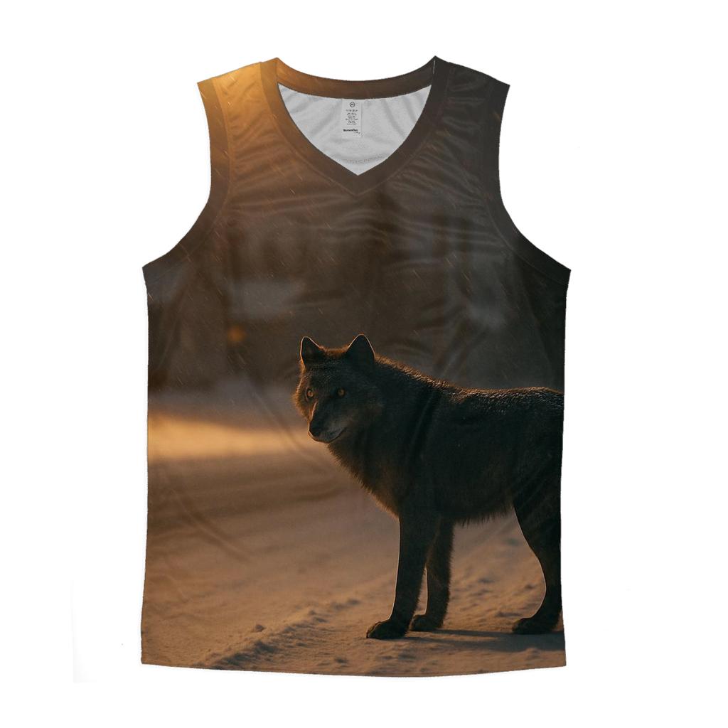 Night Streetlight Encounter On Northern Town Fringe sports performance tank tops
