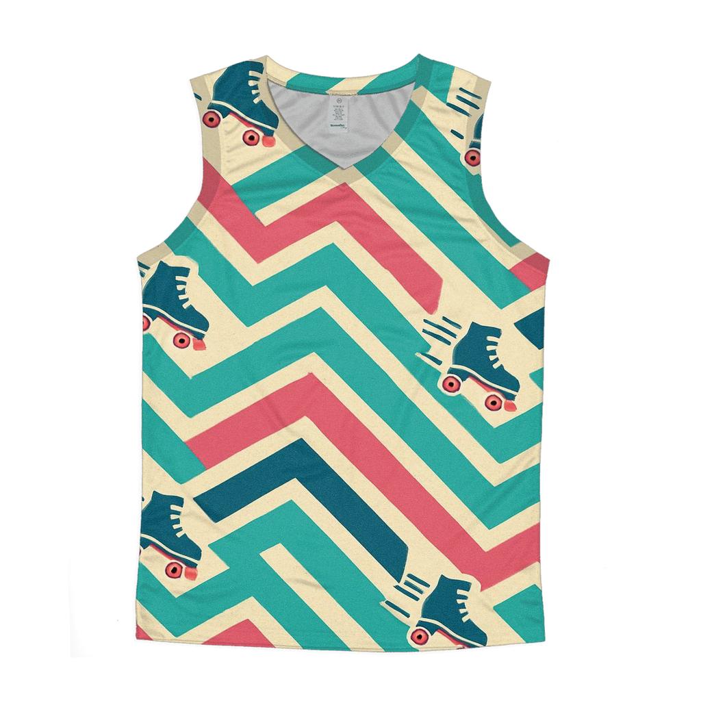 Funky Roller Rink Chevron Lanes casual summer tank tops