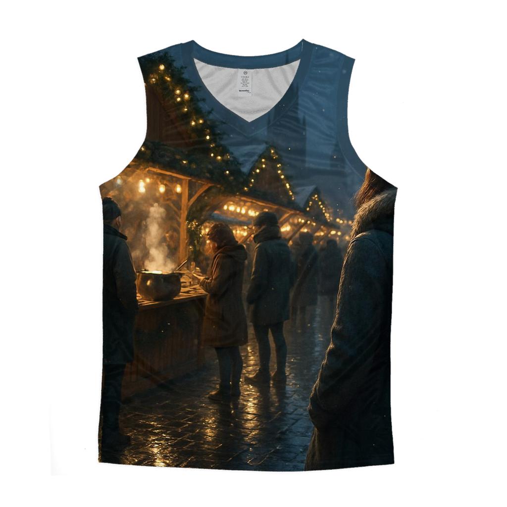 Christmas Market Under Lantern Bokeh personalized athletic tanks