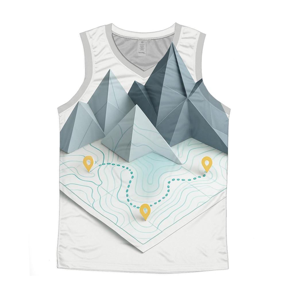 Mountain Fold Origami Map casual summer tank tops