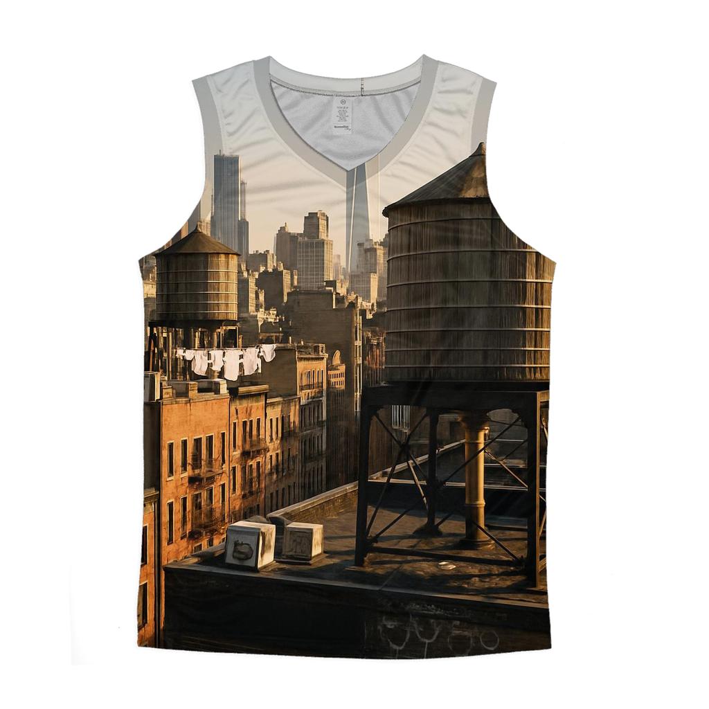 Chinatown Rooftop Water Towers Facing Downtown stylish racerback tanks