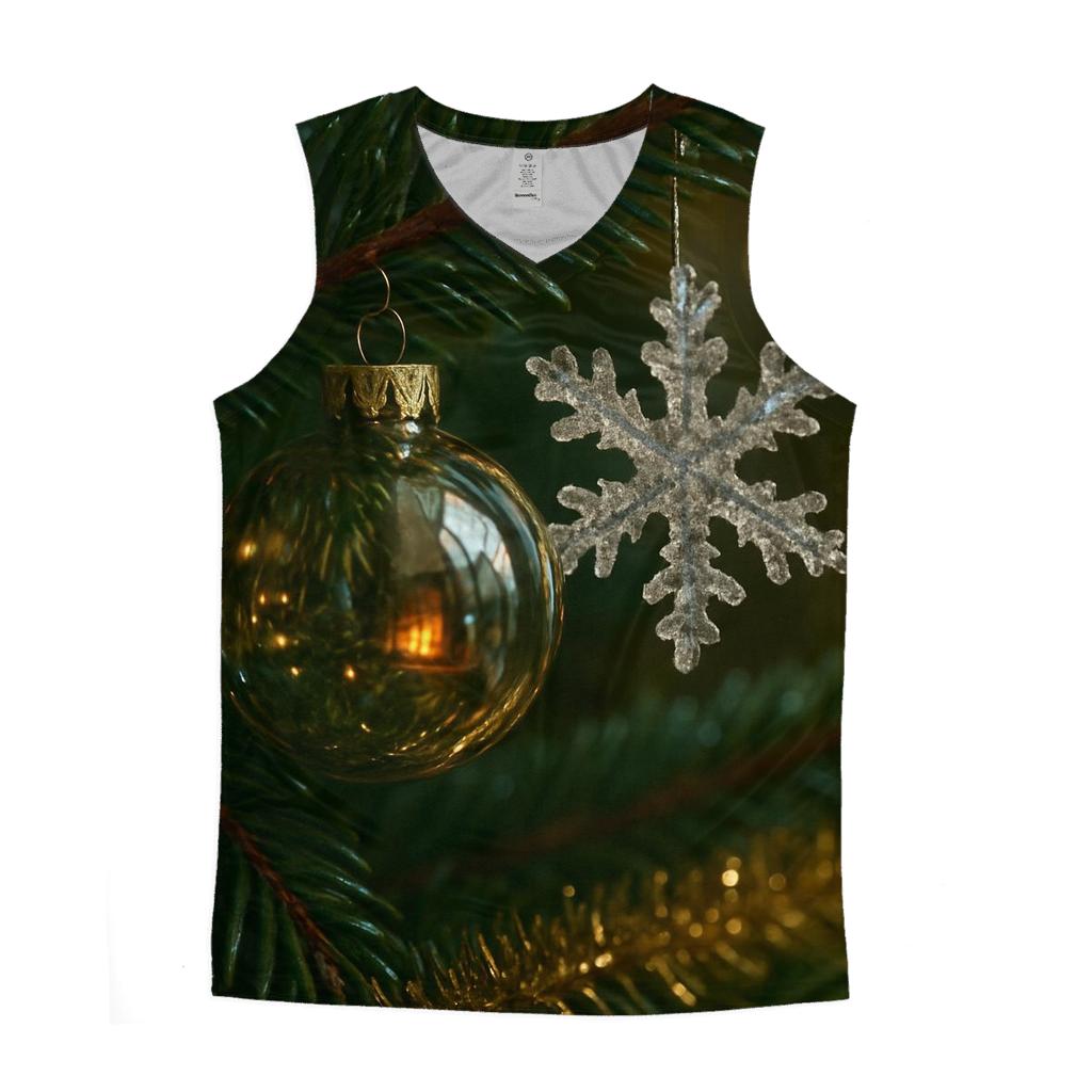 Pine Branch Ornaments In Quiet Focus graphic print tank tops