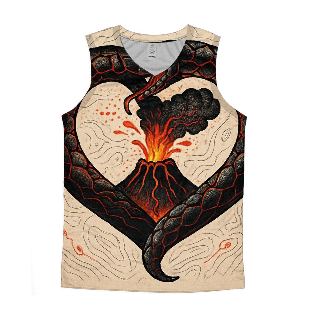 Volcanic Heart Ouroboros graphic print tank tops