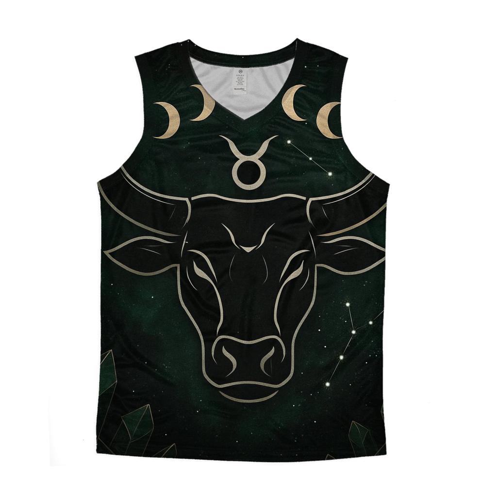 Taurus Bull Moonlit Crystal Emblem cotton sleeveless tops