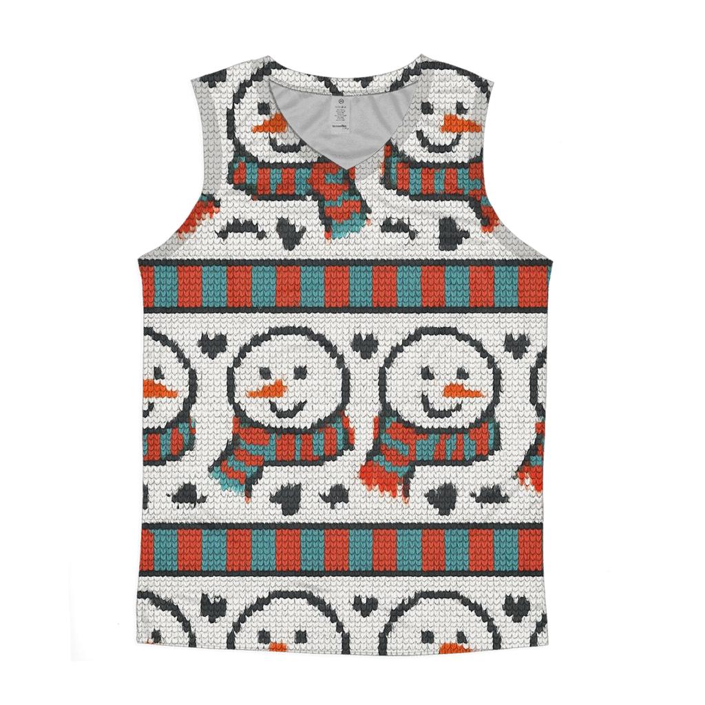 Snowman Scarf Polka Stripe Design cotton sleeveless tops