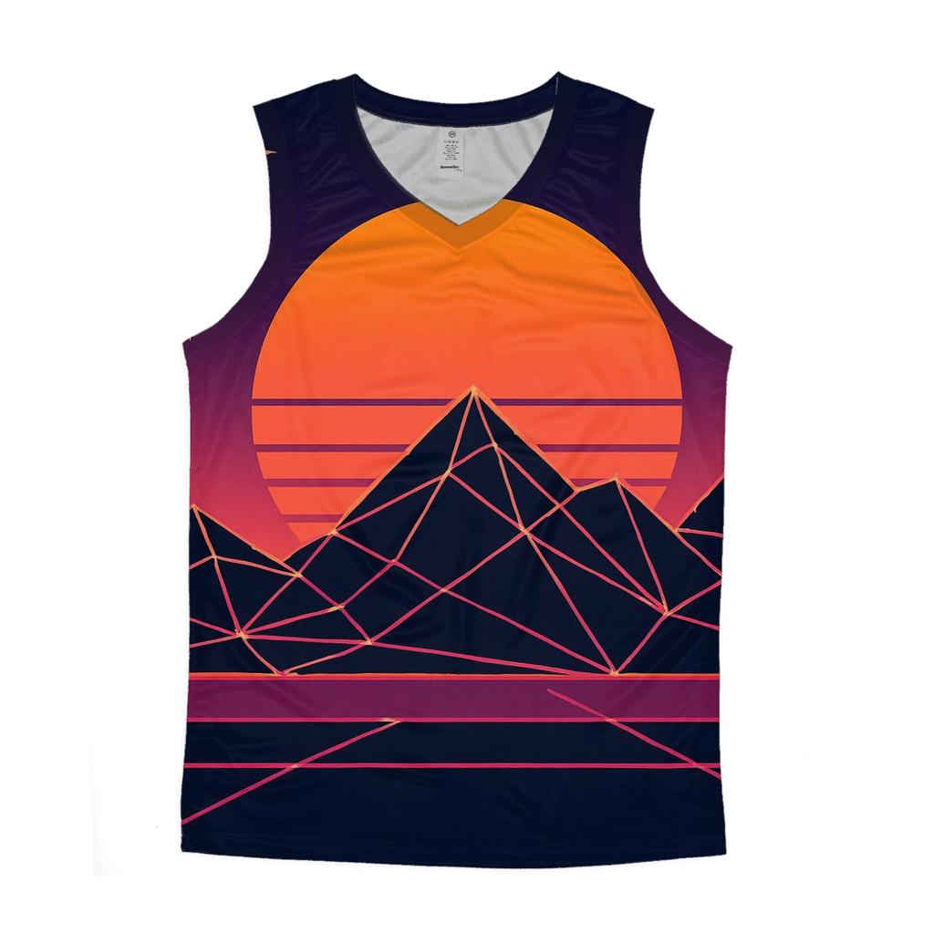 Sunrise Over Wireframe Mountains cotton sleeveless tops