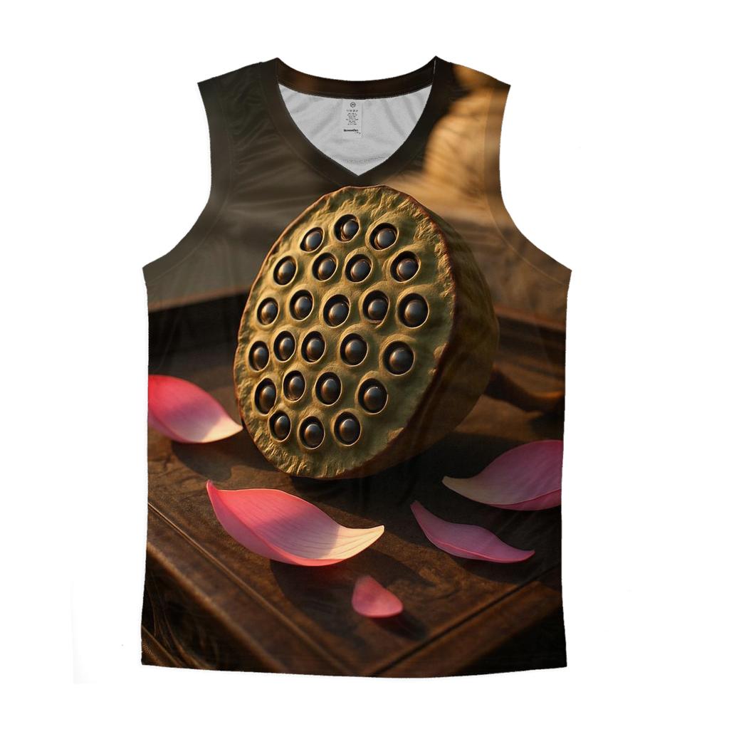 Lotus Seed Pod On Carved Temple Tray cotton sleeveless tops