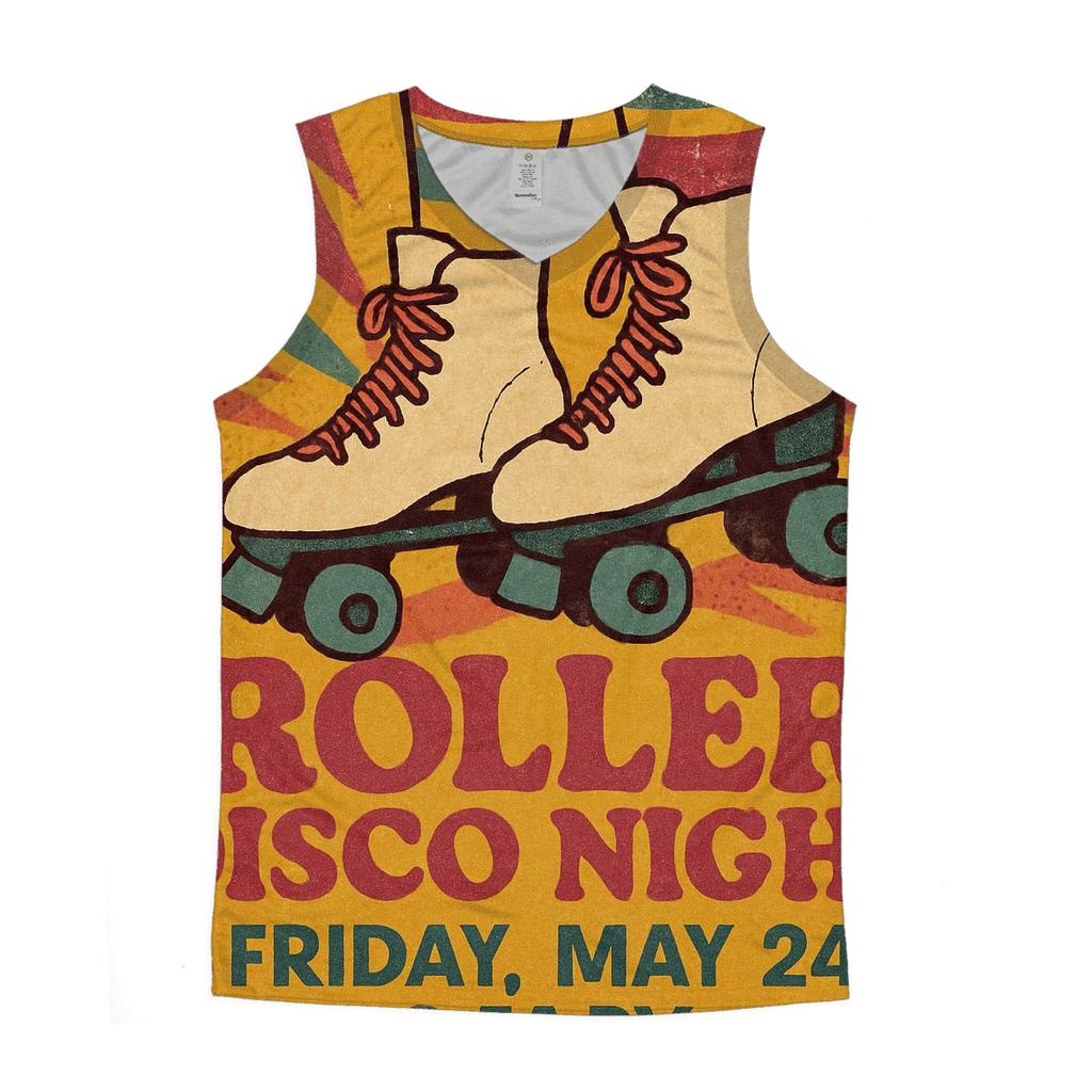 Distressed 1970s Roller Disco Night Flyer designer workout tanks