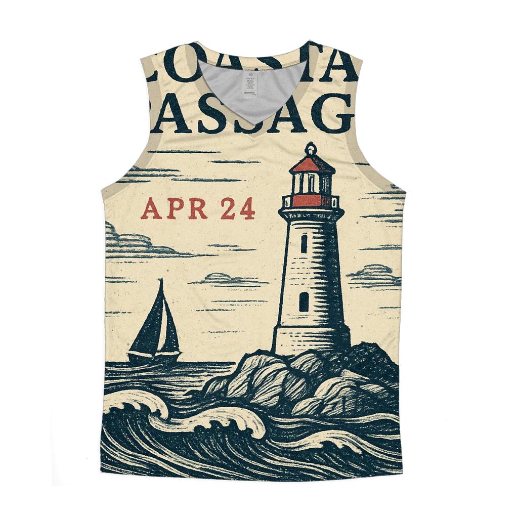Old Time Maritime Lighthouse Travel Stamp designer workout tanks