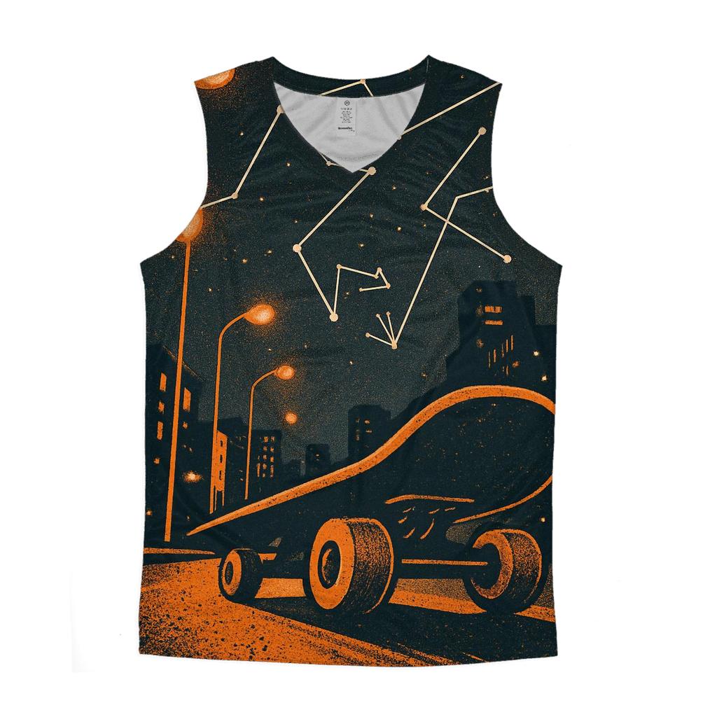 Orange Skateboard City Star Map casual summer tank tops