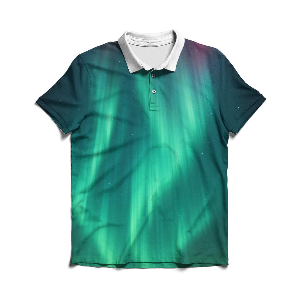 Aurora Curtain Over Polar Night personalized polo shirts