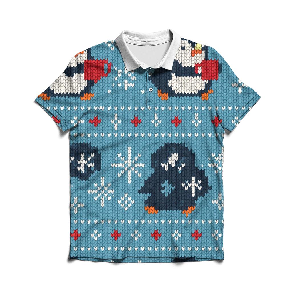 Frosty Penguin Cocoa March Design embroidered polo tops