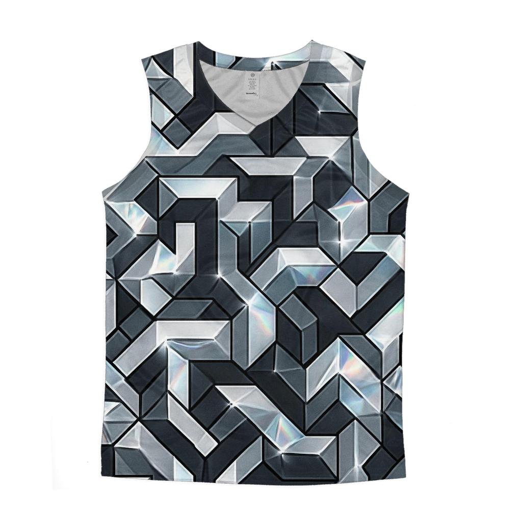 Holographic Facet Labyrinth trendy fitted tank tops