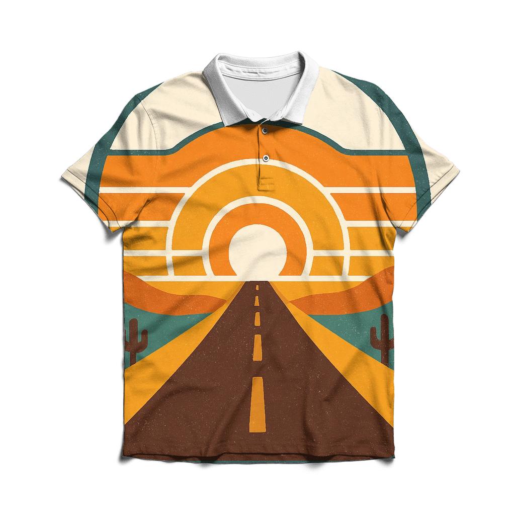 Desert Highway Sunburst Badge custom polo shirts