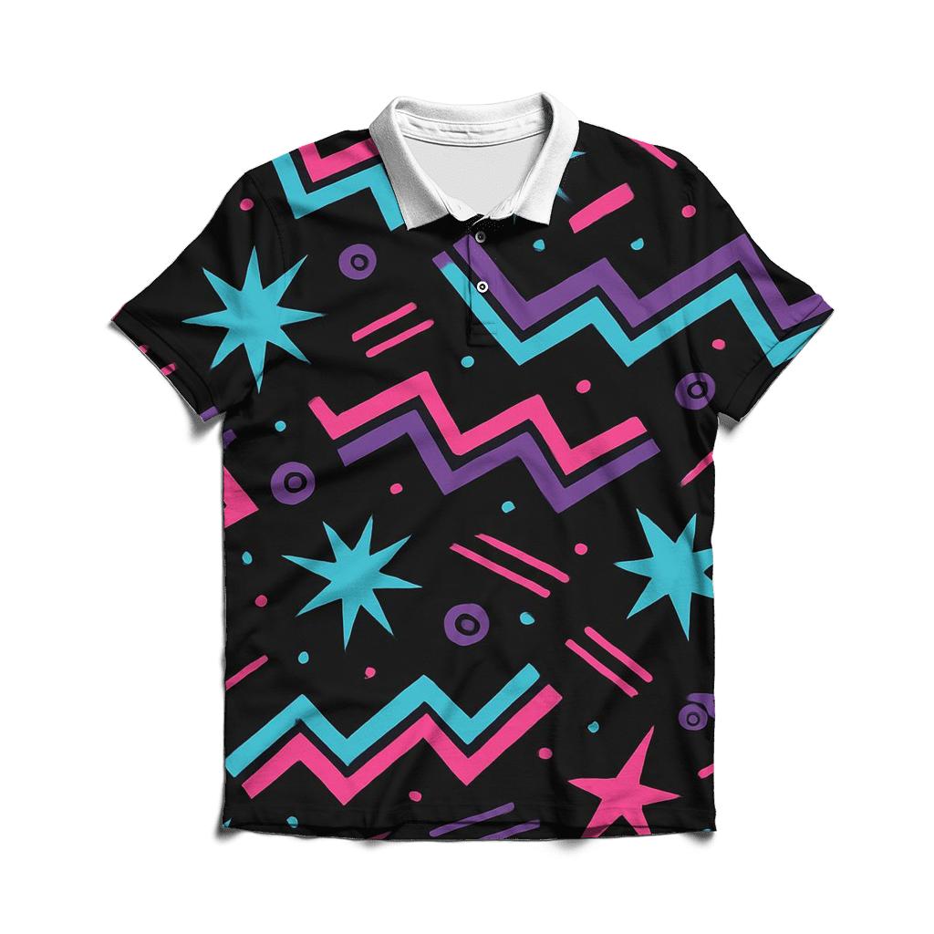 Neon Roller Rink Floor Pattern designer slim fit polos