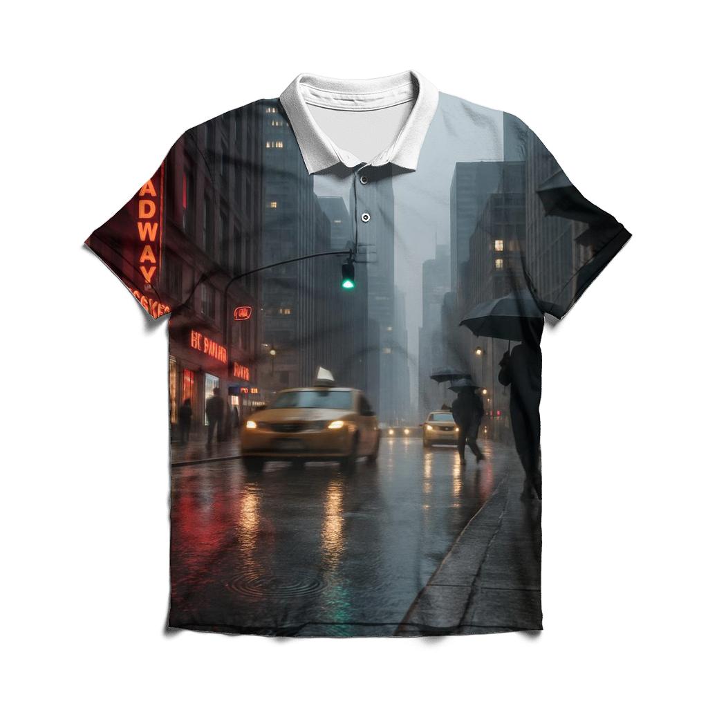 Rain Polished Broadway Canyon With Midtown Rising branded logo polo shirts