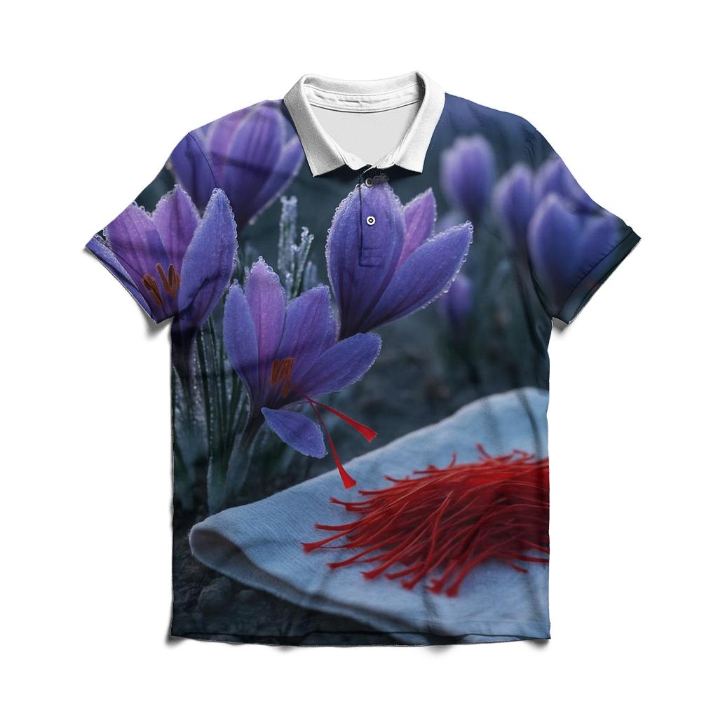 Saffron Crocus Harvest In Early Frost designer slim fit polos