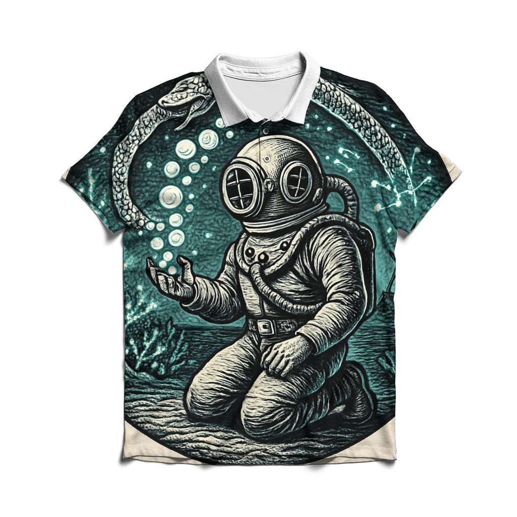Deep Sea Astronaut Ouroboros embroidered polo tops